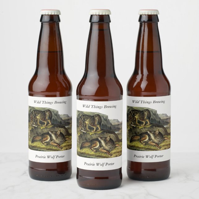 Prairie Wolf (Coyote) from Audubon's Quadrupeds Beer Bottle Label (Bottles)