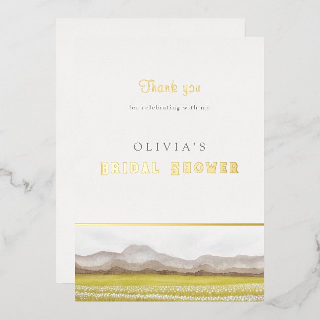 Prairies in Bloom Bridal Shower Thank You Card (Front/Back)