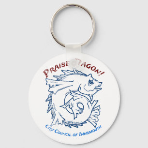 Praise Dagon Innsmouth Lovecraft Fish Horror Key Ring