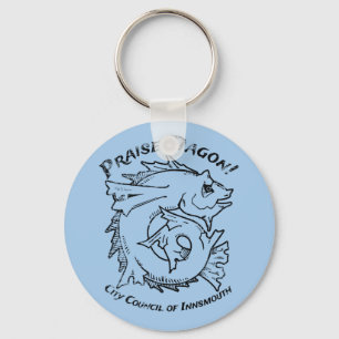 Praise Dagon Innsmouth Lovecraft Fish Horror Key Ring