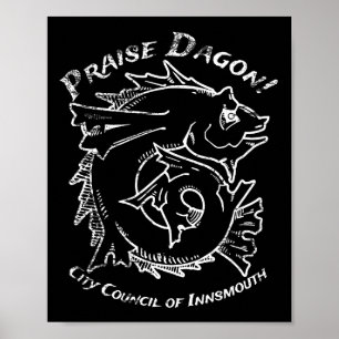 Praise Dagon Innsmouth Lovecraft Fish Horror Poster