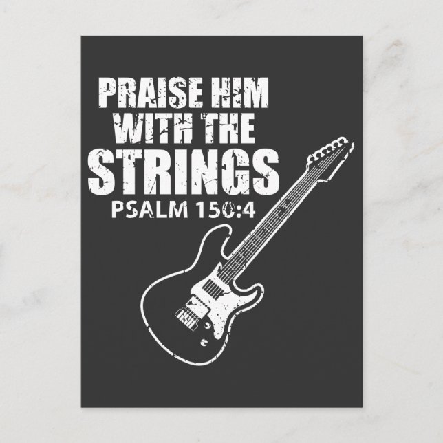 Praise Him Christian Guitar Player Distressed Postcard (Front)