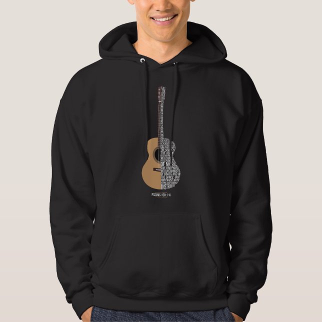 Praise him with strings - Psalm 150 - Acoustic Gui Hoodie (Front)