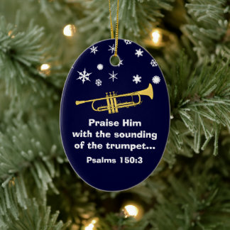 Praise Him With Trumpet Biblical At Christmas Ceramic Tree Decoration