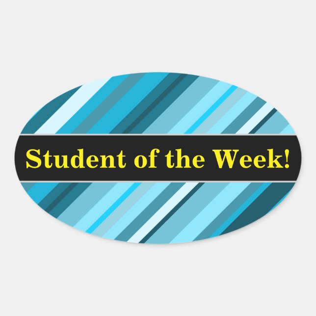 Praise + Ocean-Inspired Blue/Teal/Aqua Stripes Oval Sticker (Front)