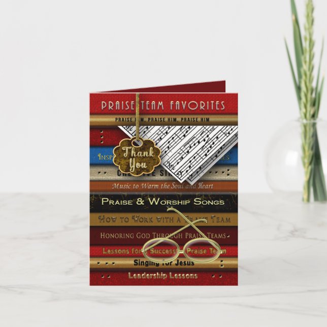 PRAISE TEAM THANK YOU - MUSIC BOOKS, SHEET MUSIC CARD (Front)