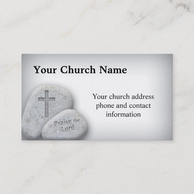 Praise the Lord Christian Business Card with rocks (Front)