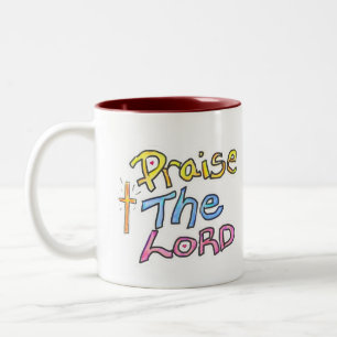 ‘Praise the LORD’ Christian Quote Colourful Art Two-Tone Coffee Mug