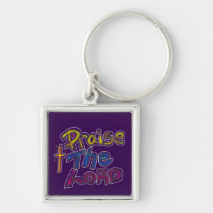 Praise the LORD Colourful Purple Christian Key Ring