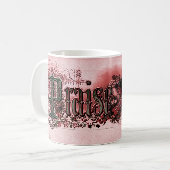 "Praise The Lord" Deep Red & Green Coffee Mug (Front Left)