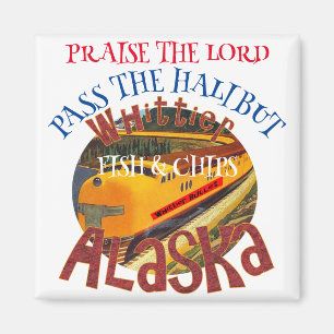 Praise the Lord Pass the Halibut Fish & Chips Magnet