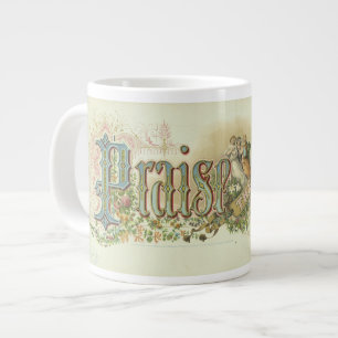"Praise The Lord" Vintage Christian Art Large Coffee Mug