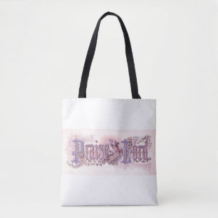 "Praise The Lord" Vintage Christian Art lavender Tote Bag