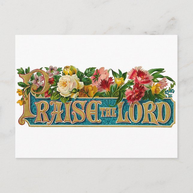 Praise the Lord Vintage Christian Postcard (Front)