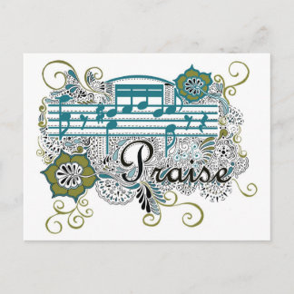 Praise with Musical Notes Postcard