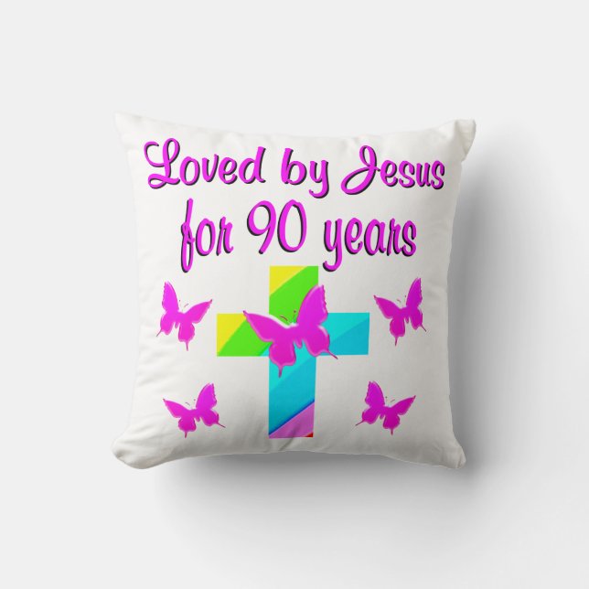 PRAISING GOD 90TH BIRTHDAY CUSHION (Front)