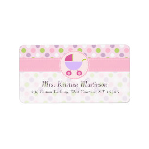Pram and Polka Dots Address Label