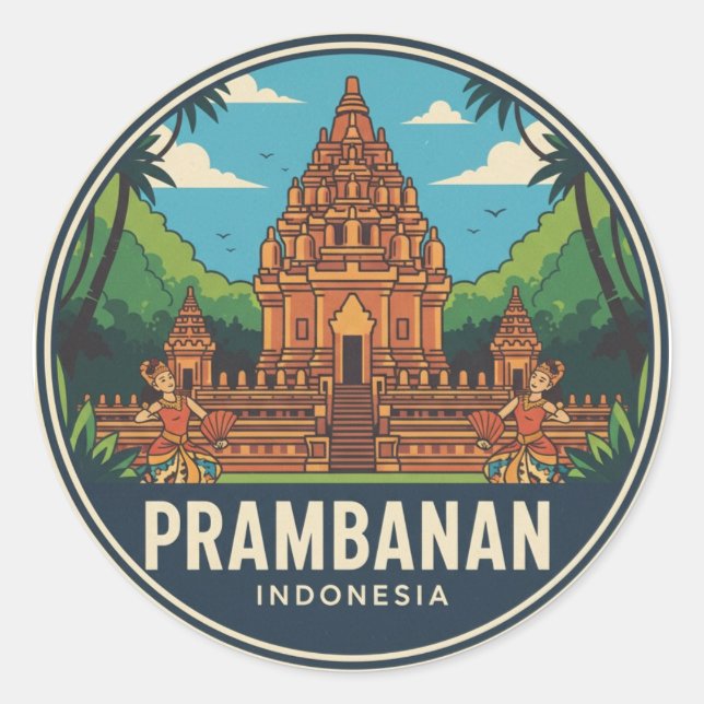 Prambanan Temple Indonesia UNESCO Classic Round Sticker (Front)