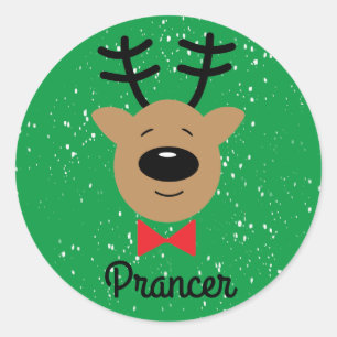 Prancer Reindeer Classic Round Sticker