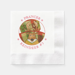 PRANCER REINDEER Coined Cocktail Paper Napkins