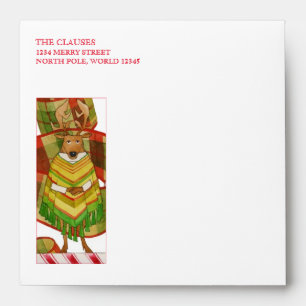 PRANCER REINDEER Square Envelopes (5.25 Cards)