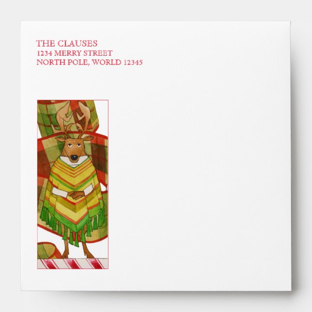 PRANCER REINDEER Square Envelopes (5.25 Cards) (Front)