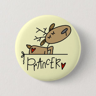 Prancer Reindeer Tshirts and Gifts 6 Cm Round Badge