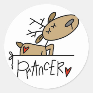 Prancer Reindeer Tshirts and Gifts Classic Round Sticker