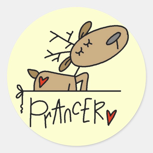 Prancer Reindeer Tshirts and Gifts Classic Round Sticker (Front)