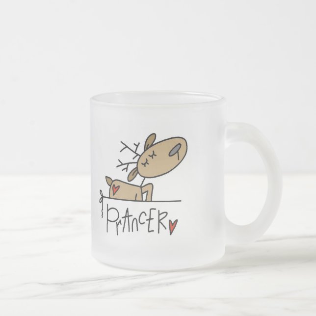Prancer Reindeer Tshirts and Gifts Frosted Glass Coffee Mug (Right)