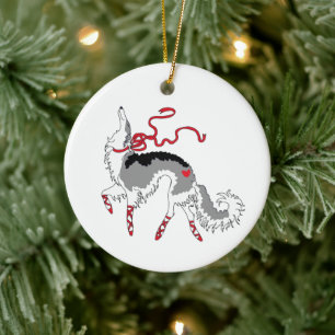 Prancing Borzoi Christmas Ornament