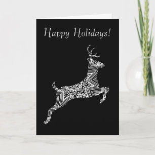 Prancing Deer Young Buck Pattern Happy Holidays Holiday Card