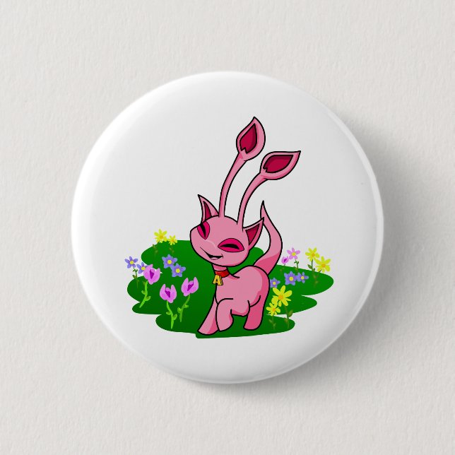 Prancing pink Aisha through flowers 6 Cm Round Badge (Front)