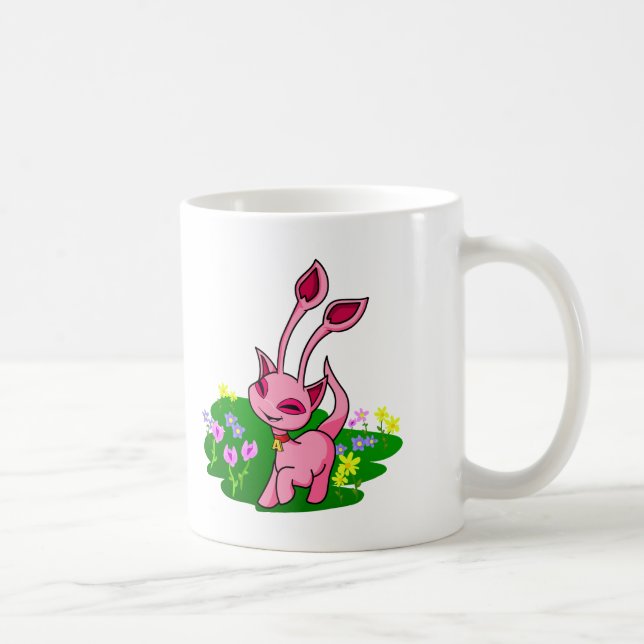 Prancing pink Aisha through flowers Coffee Mug (Right)
