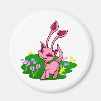 Prancing pink Aisha through flowers Magnet