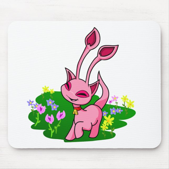 Prancing pink Aisha through flowers Mouse Mat (Front)