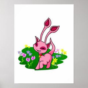 Prancing pink Aisha through flowers Poster