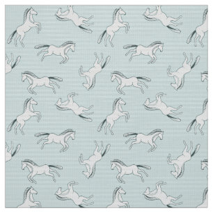 Prancing Ponies on mint background Fabric