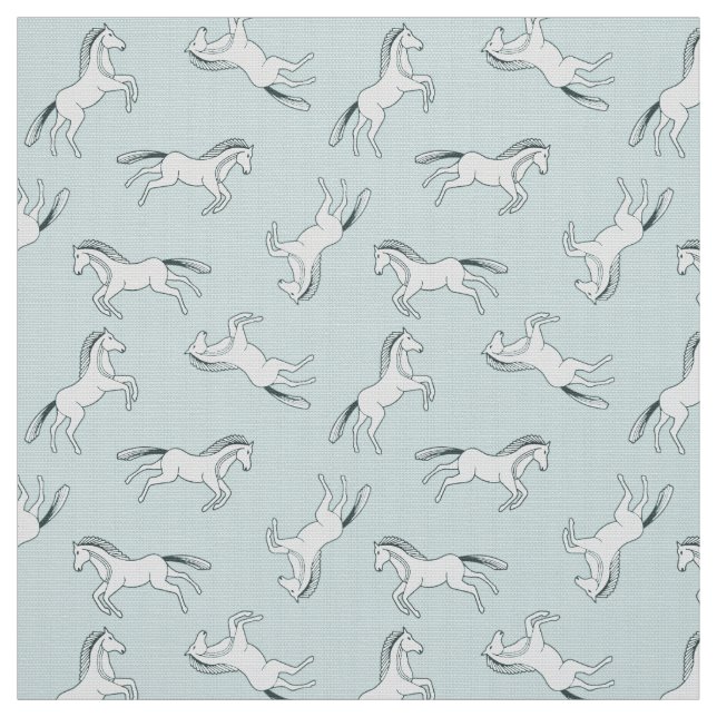Prancing Ponies on mint background Fabric (Swatch)