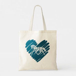 Prancing Pony Blue Heart Scribble Design Tote Bag