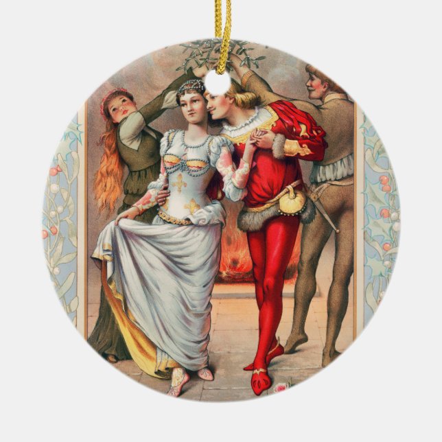 Prang's Christmas Card (ca. 1886)  Ceramic Tree Decoration (Front)