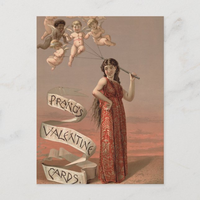 Prang's Valentine Cards AD, Woman & Cherubs (Front)