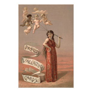 Prang's Valentine Cards AD, Woman & Cherubs Photo Print