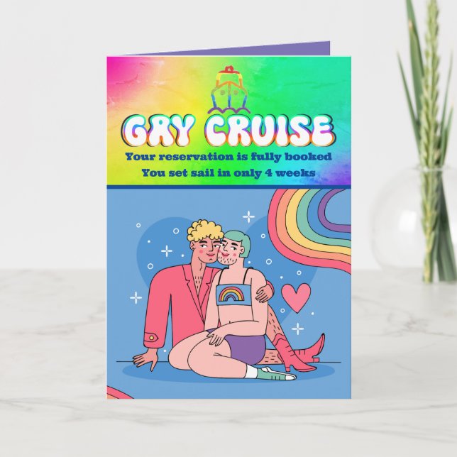 Prank Gay Cruise Birthday Card, Custom Dog Photo Card (Front)