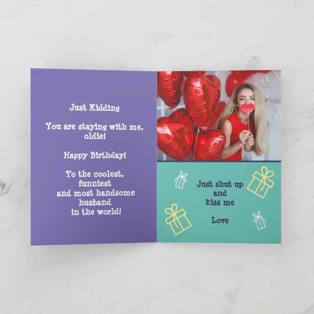 Prank Gay Cruise Birthday, Custom Wife Photo Card (Inside)