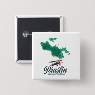 Praslin Seychelles map 15 Cm Square Badge