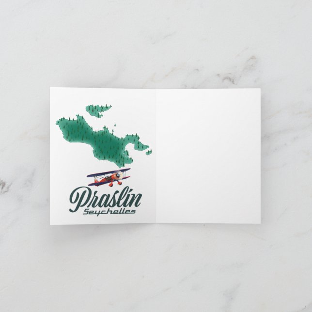 Praslin Seychelles map Note Card (Inside)