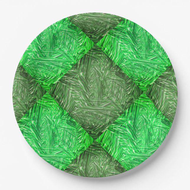 Prato verde falsa grama ou folhas de coqueiro paper plate (Front)