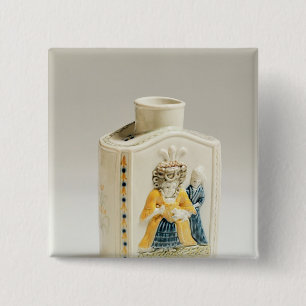 Prattware tea caddy 15 cm square badge