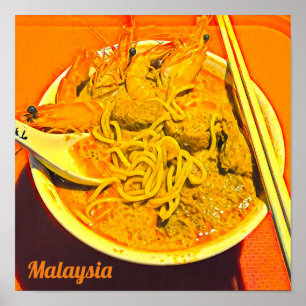 Prawn Laksa foodie Malaysia Asian travel Poster